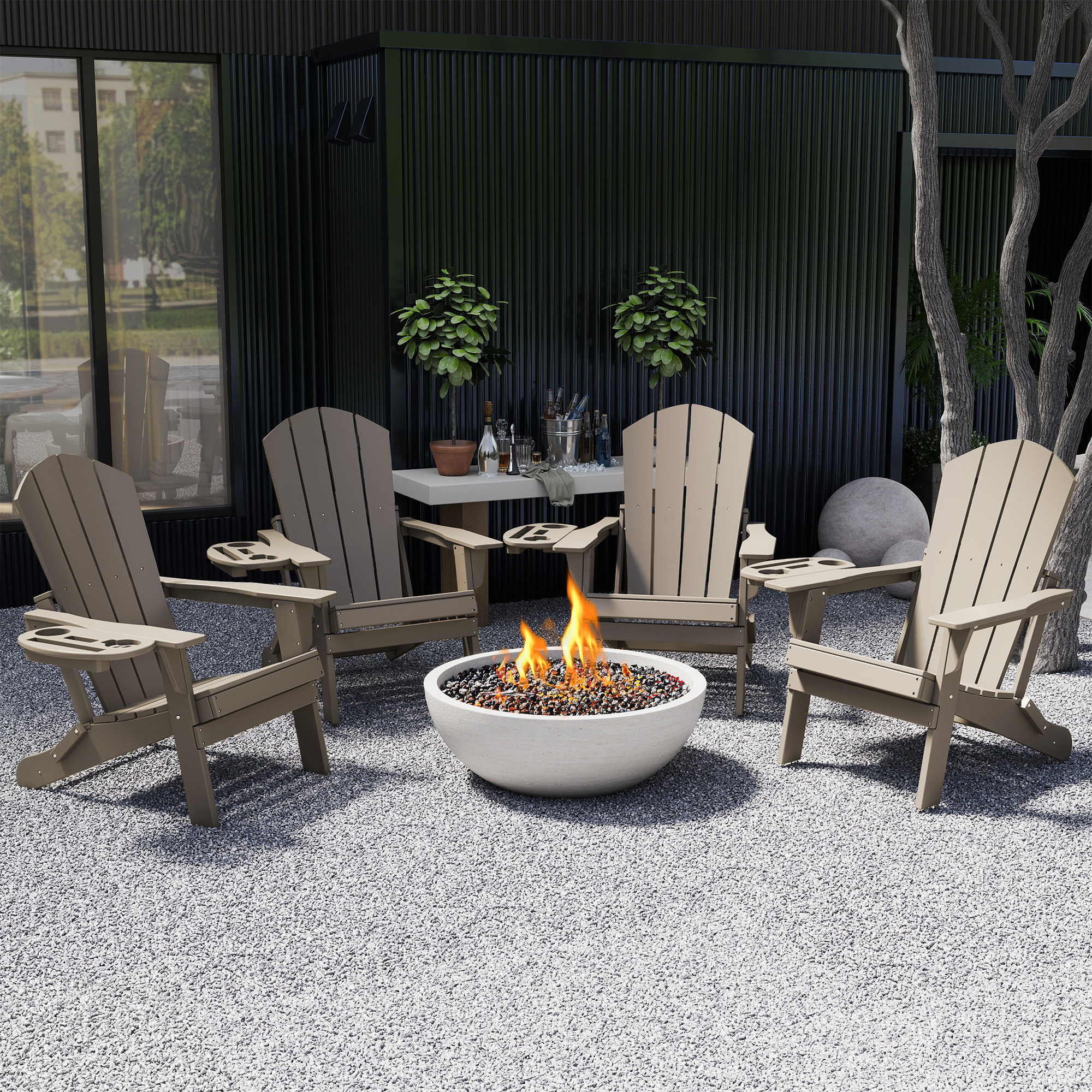 Rosecliff Heights Cheryce HDPE Folding Adirondack Chair With Cup